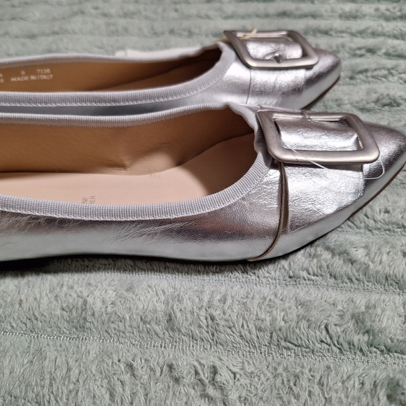 Avellini Silver Italian Genuine Leather Flats Sz 40 Made In Italy - Picture 4 of 8